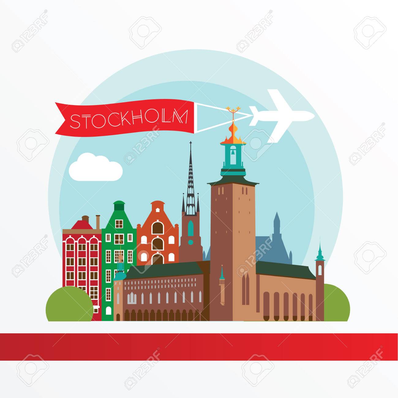 Stockholm Sweden City Skyline Silhouette Vector Illustration Icon For Travel Agency Stock Stockholm Sweden City Skyline Silhouette Vector Illustration Icon For Travel Agency Stock