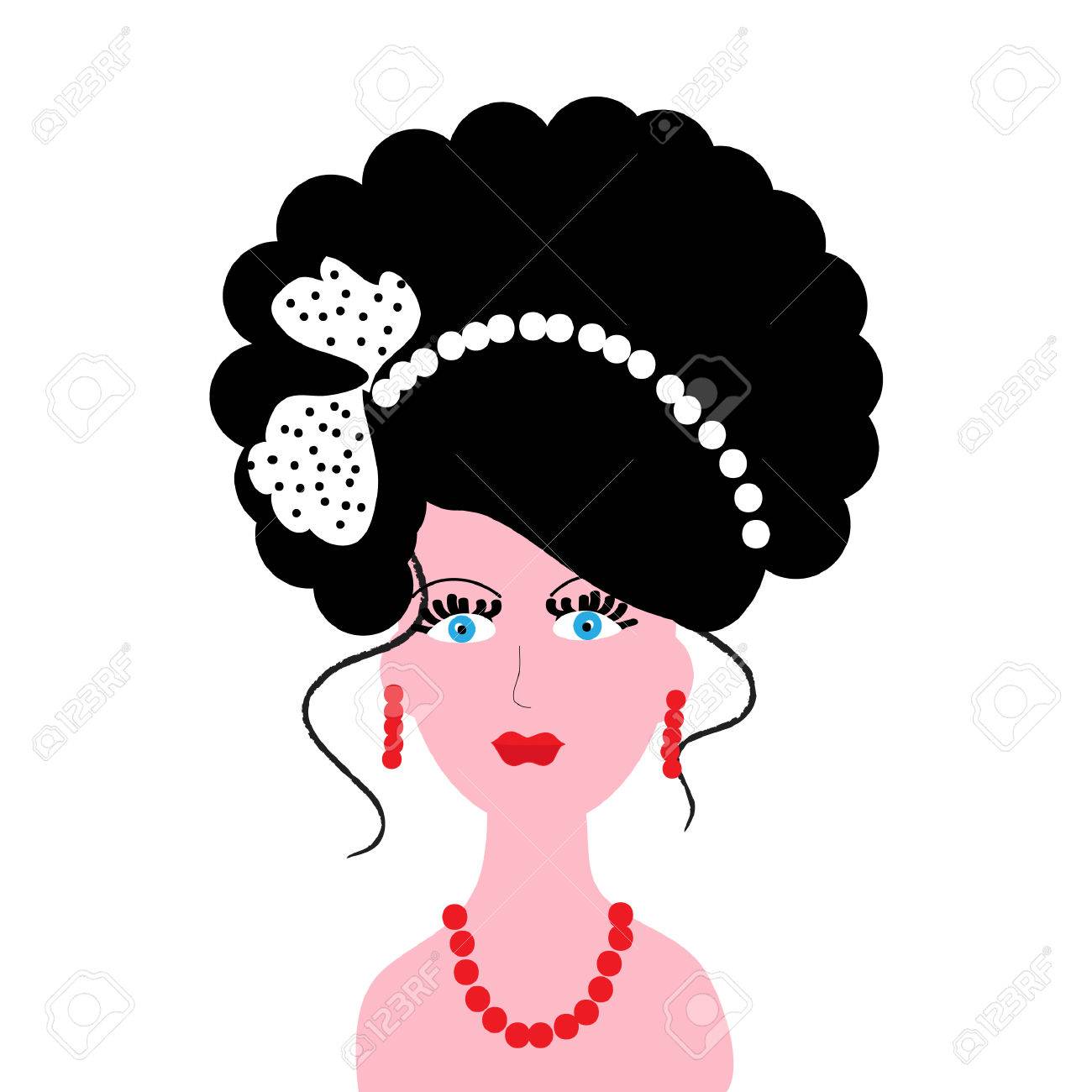 Vettoriale La Ragazza Con Un Bel Taglio Di Capelli Facendo