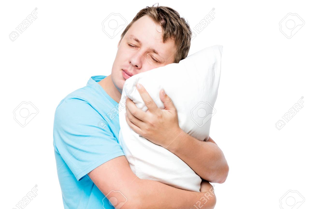 guy hugging pillow