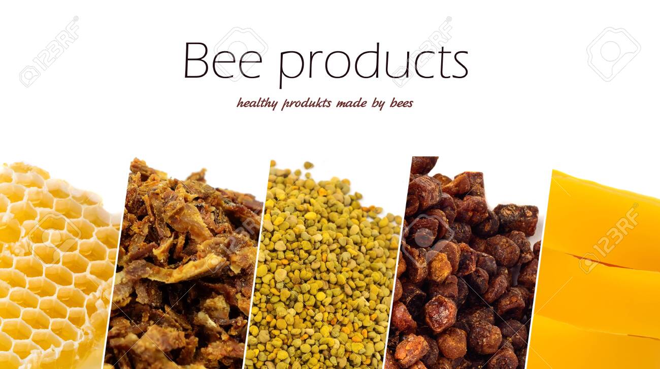 A Variety Of Bee Products. Honey 