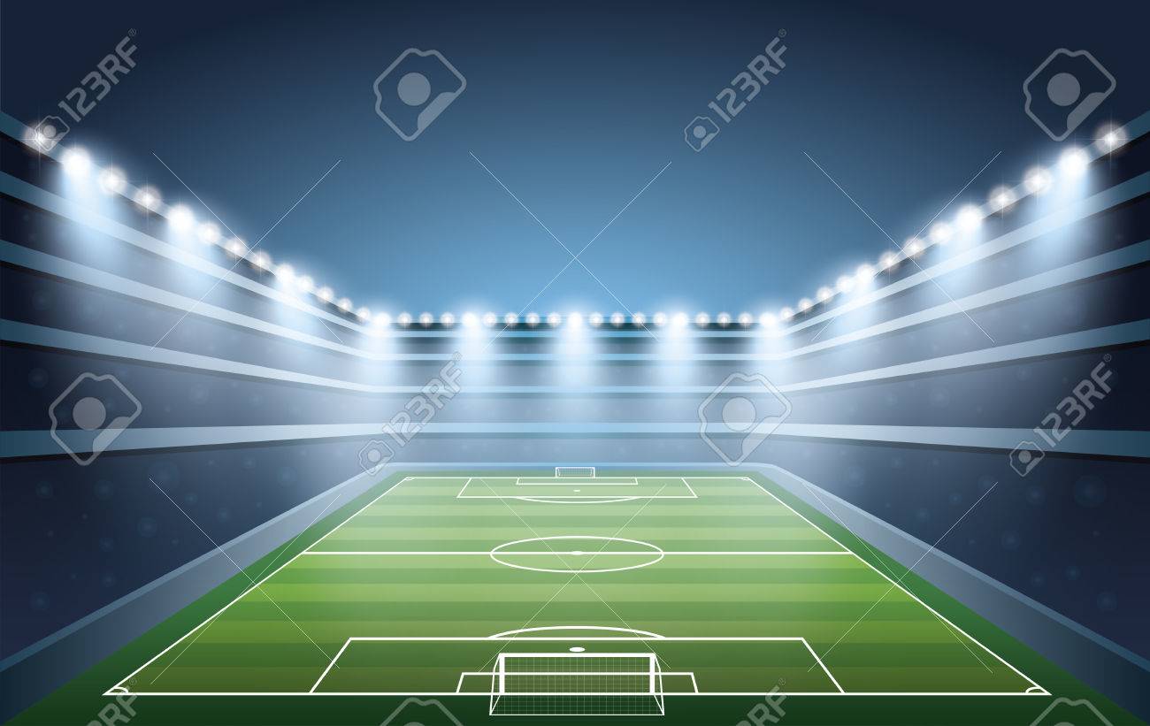 スポット ライトとサッカー スタジアム のイラスト素材 ベクタ Image