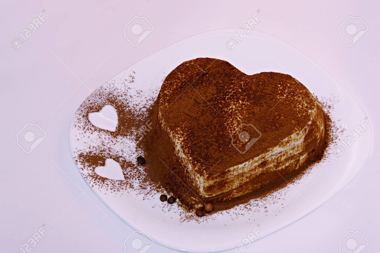 Tiramisu Cake Cake Tiramisu With Berries A Cake Of Tiramisu Sprinkled With Berries In The Form Of A Heart Stock Photo Picture And Royalty Free Image Image 96528909