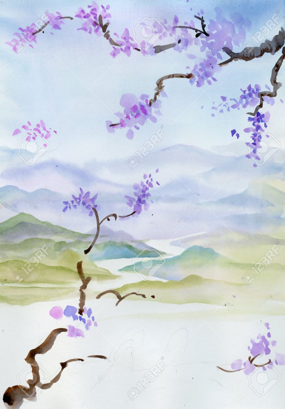 Cherry blossom Chinese painting - 35593078 Cherry blossom Chinese painting - 35593078