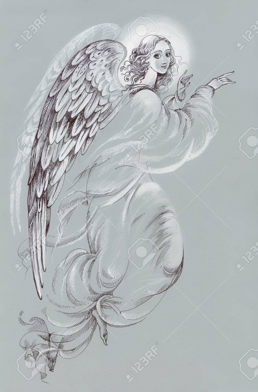 翼を持つ美しい天使 のイラスト素材 ベクタ Image