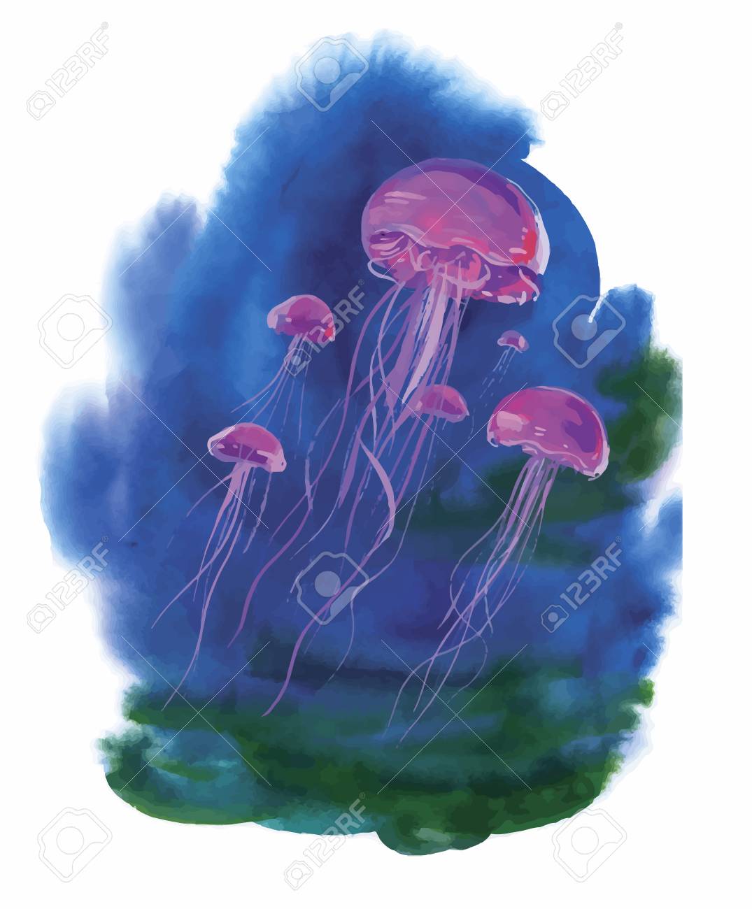 福袋 宇宙 クラゲ イラスト 水彩画 生きる星 インテリア 家具 Www Cecop Gob Mx