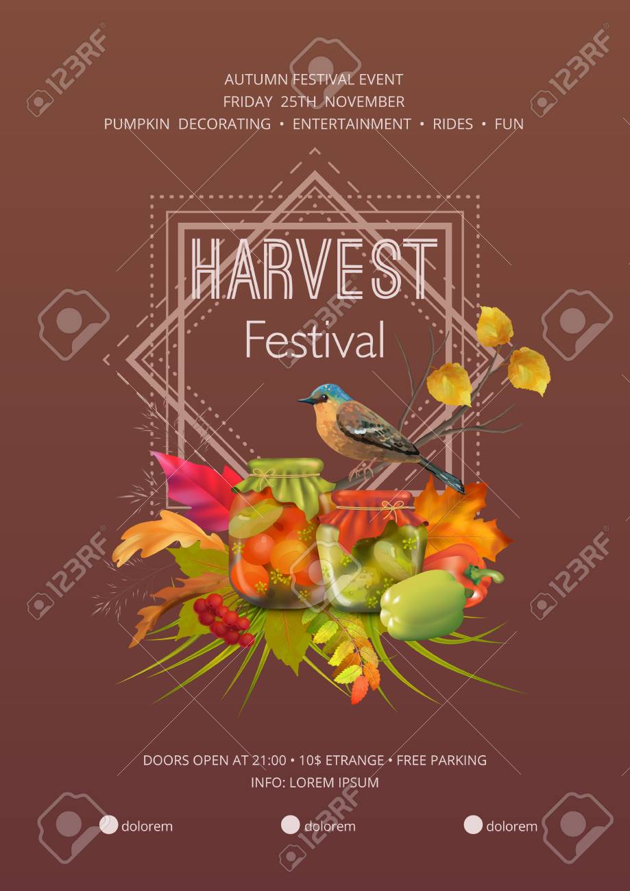 autumn harvest festival flyer or poster template usable for harvest flyer