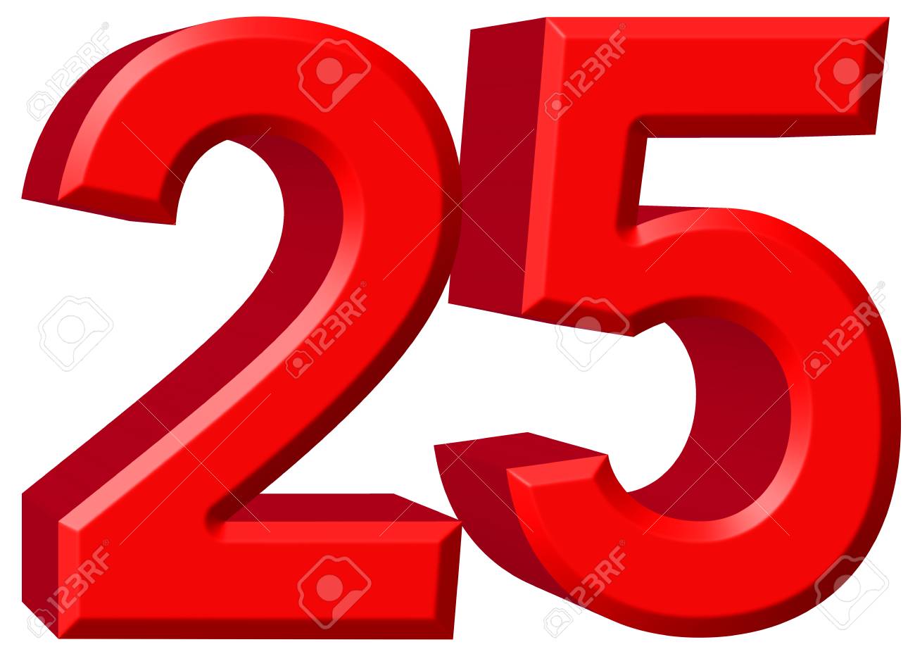 Numeral 25, Twenty Five, Isolated On White Background, 3d Render