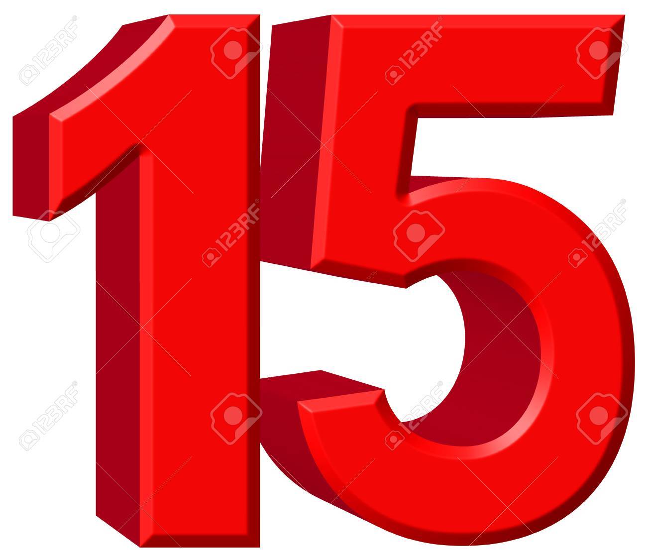 数字 15 15 白い背景 3 D のレンダリングの分離 の写真素材 画像素材 Image