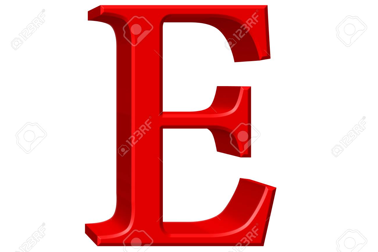 Uppercase Letter E, Isolated On White, 3D Illustration Stock Photo, Picture  and Royalty Free Image. Image 72213822., image size:1300x866