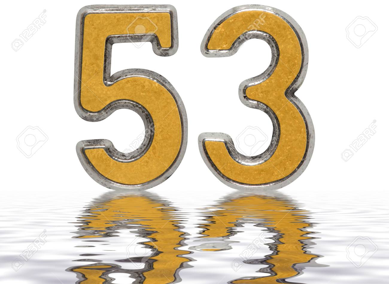 Numeral 53 Fifty Three Reflected On The Water Surface Isolated Stock Photo Picture And Royalty Free Image Image
