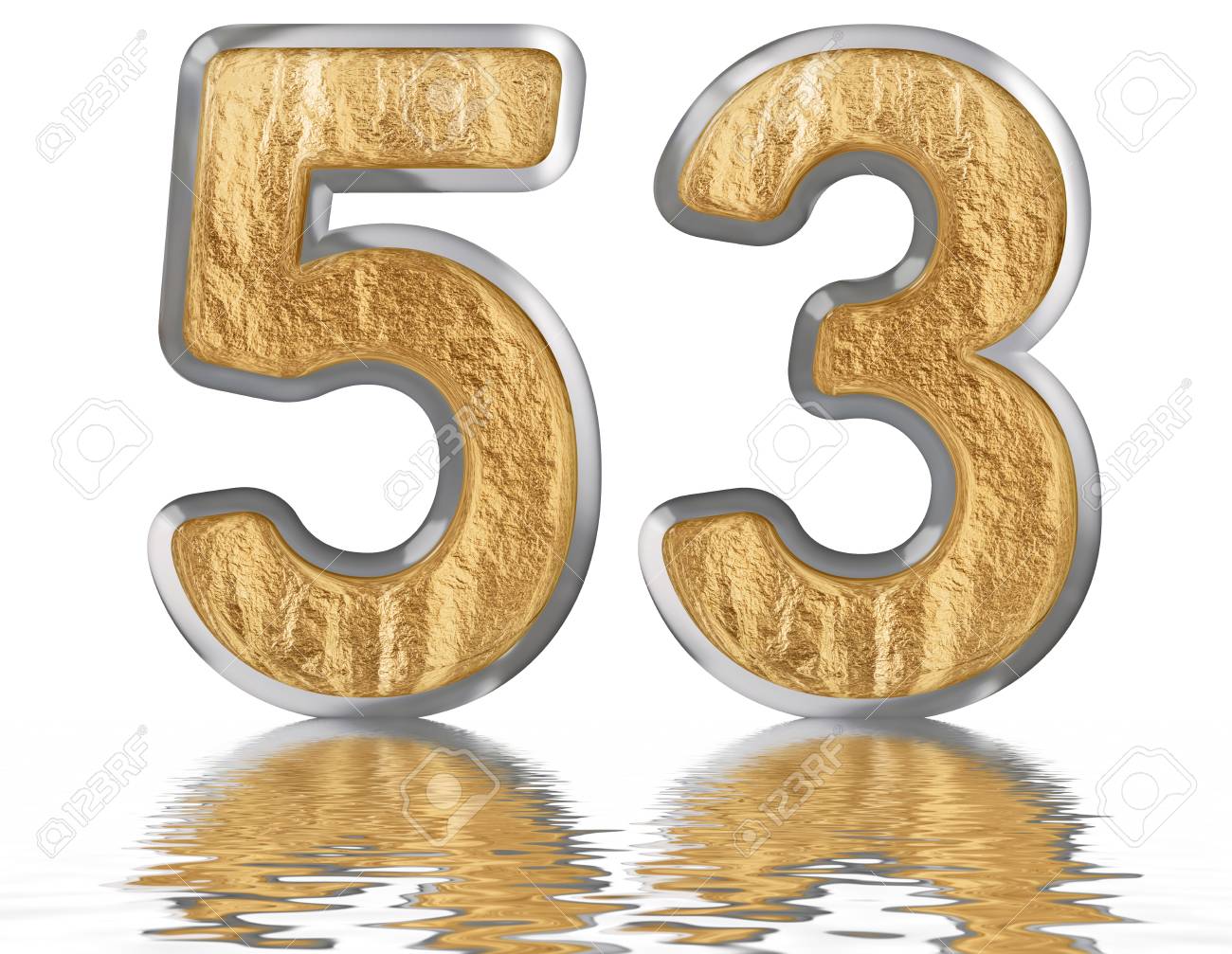 Numeral 53 Fifty Three Reflected On The Water Surface Isolated Stock Photo Picture And Royalty Free Image Image