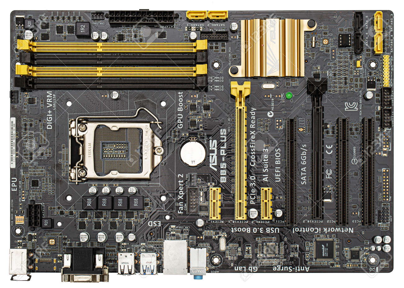 Сomputer Motherboard Board Asus B85-Plus Lga 1150, Isolated On.