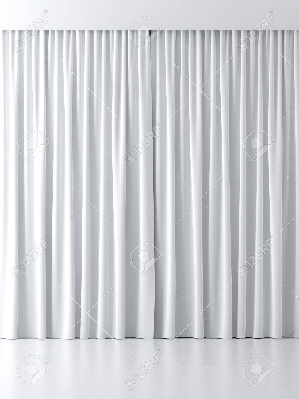 White Curtains Isolated On A White Background Stock Photo, Picture
