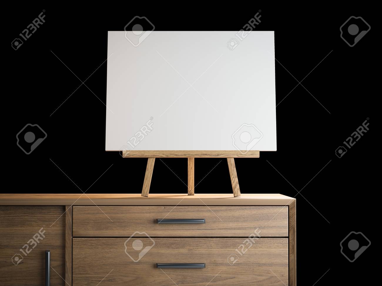 small easel with blank frame 3d rendering stock photo picture and