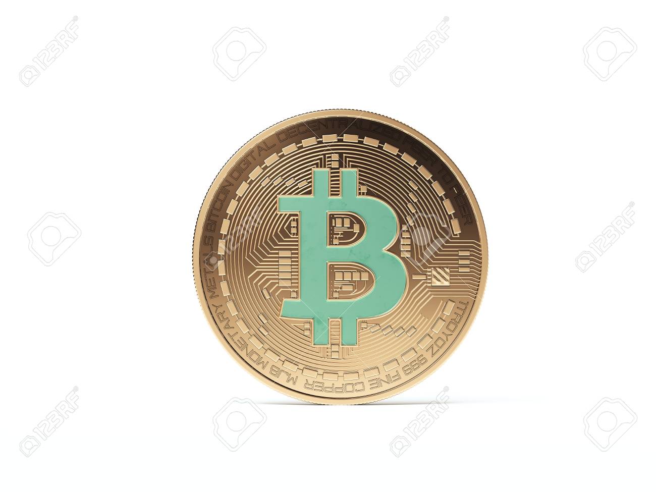 Golden Bitcoin With Emerald. 3d Rendering Stock Photo, Picture and Royalty  Free Image. Image 92279692.