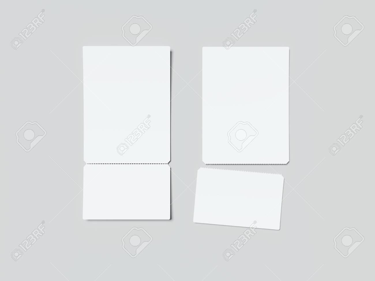 two white tear off tickets 3d rendering stock photo picture and