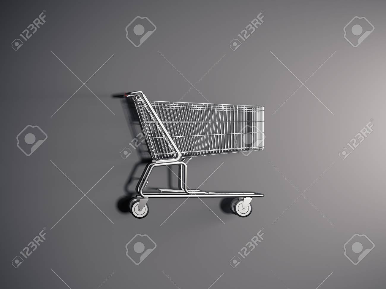 Realistic shopping cart on grey background, 3d rendering. - 106926016 Realistic shopping cart on grey background, 3d rendering. - 106926016