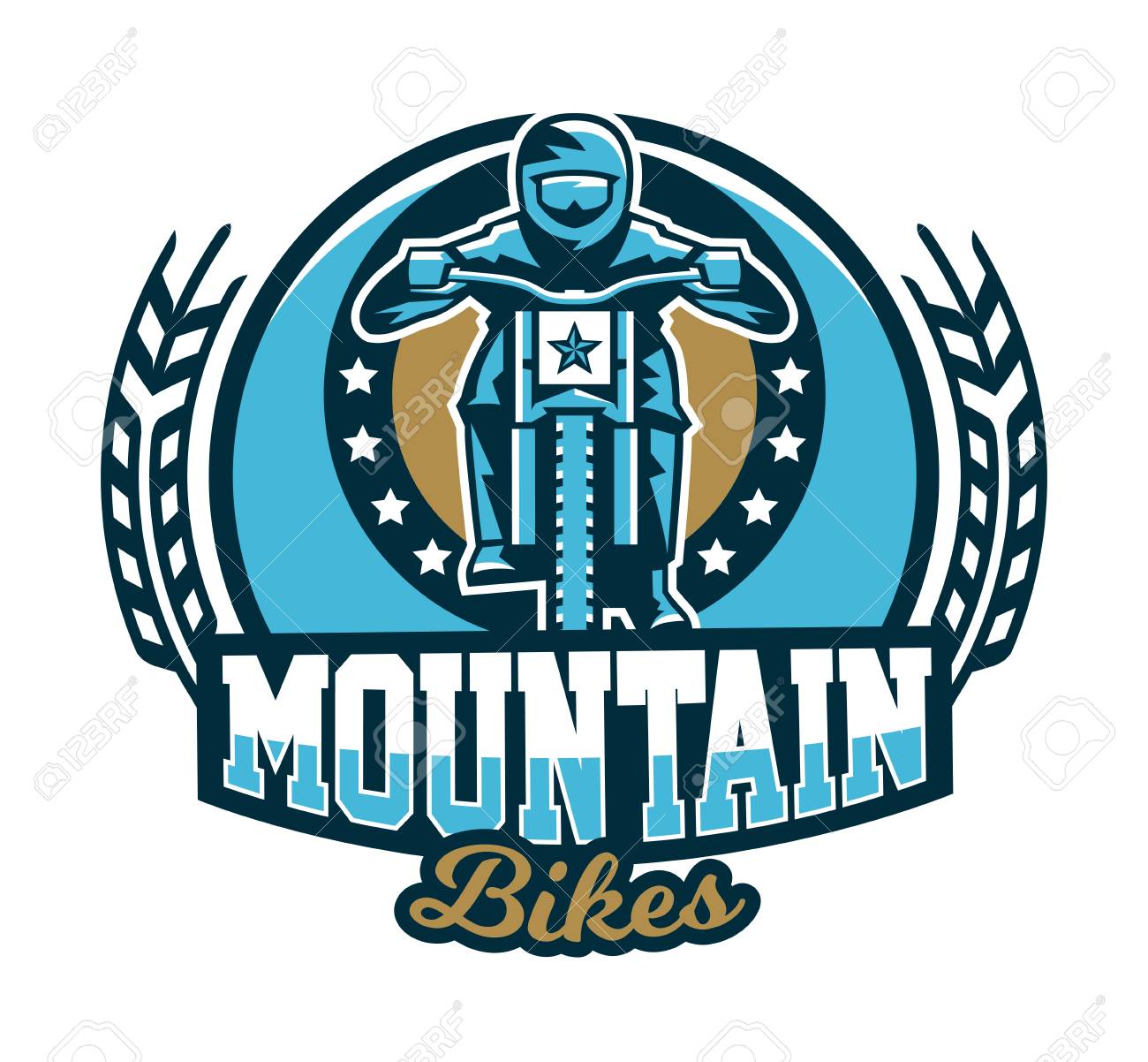 icon emblem of the rider riding a mountain bike downhill free