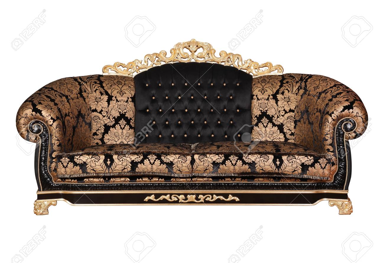 Luxury Sofa With Decorative Upholstery And Pillows, Isolated.. Stock Photo, Picture And Royalty Free Image. Image 94577608.