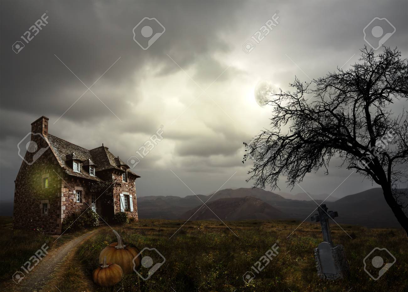 apocalyptic halloween scenery with