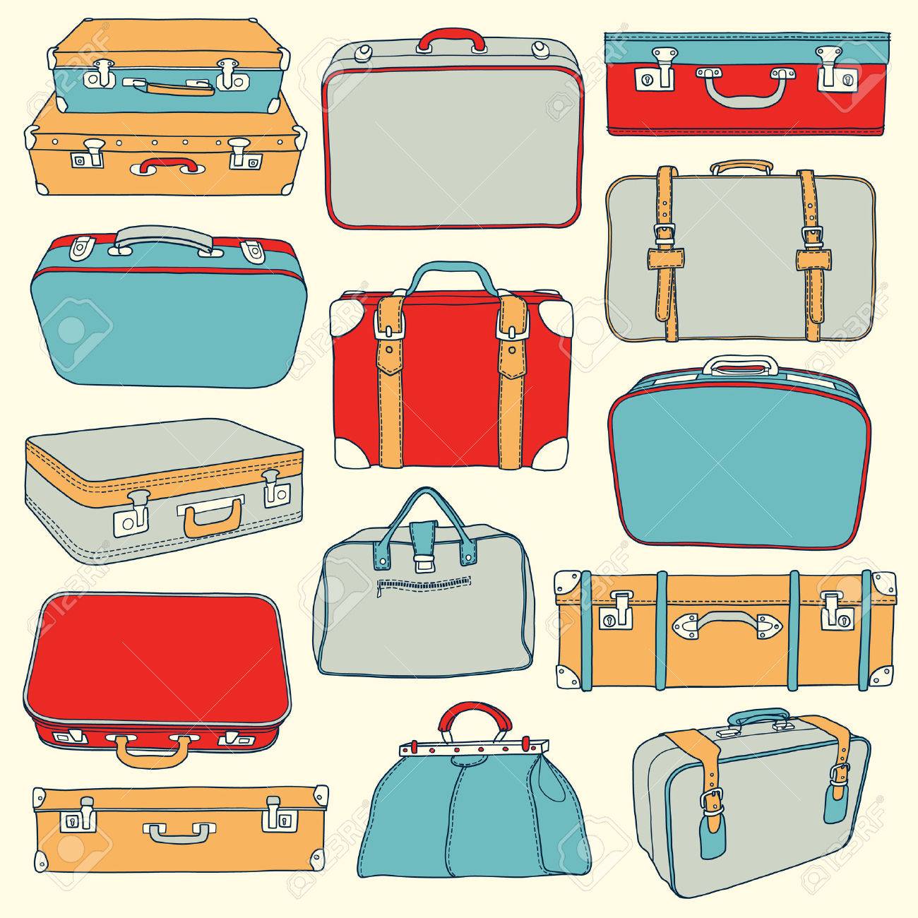 ヴィンテージ スーツケースのベクトルのコレクションです 旅行イラスト のイラスト素材 ベクタ Image