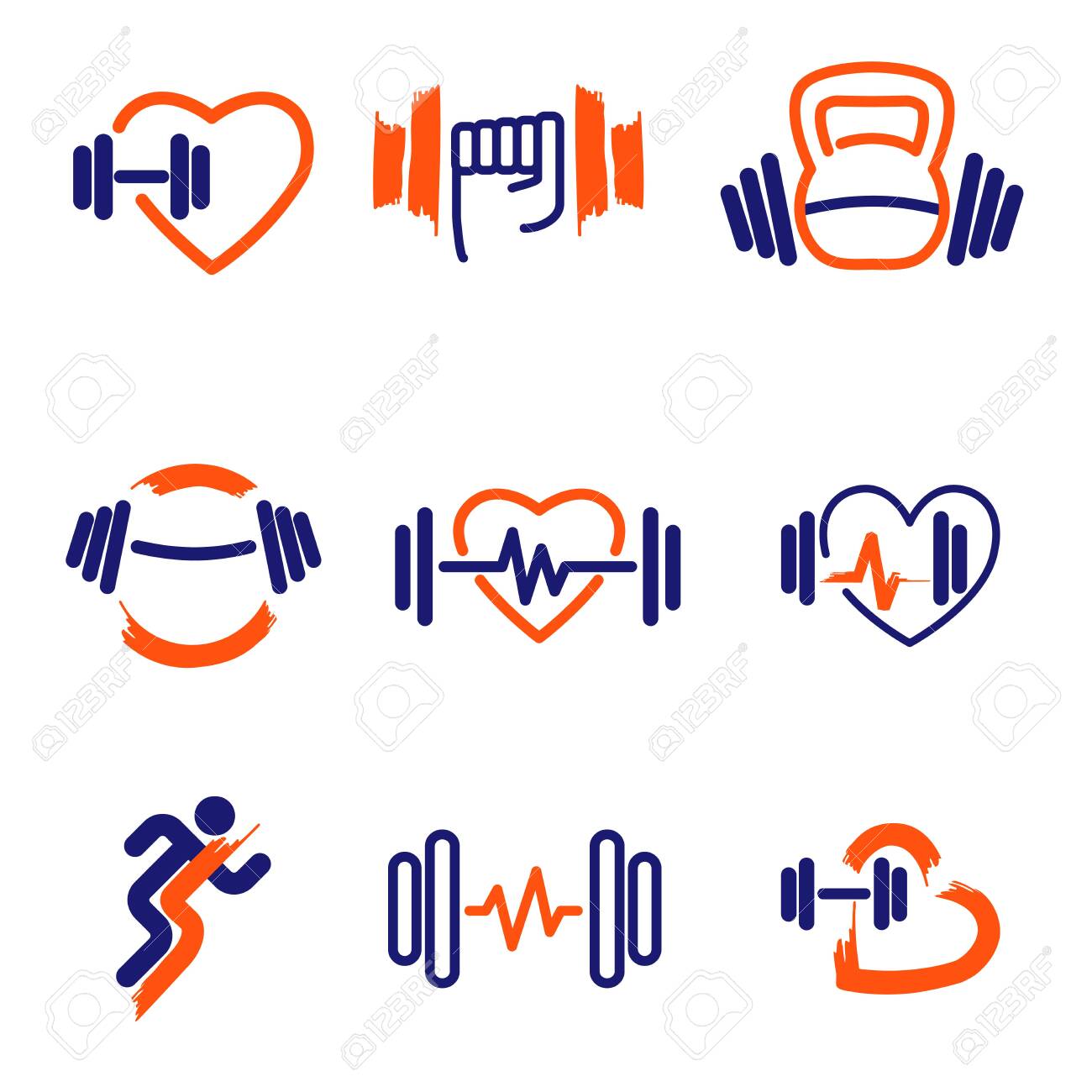 Download Fitness Logos Set Vector Royalty Free Cliparts Vectors And Stock Illustration Image 150467160
