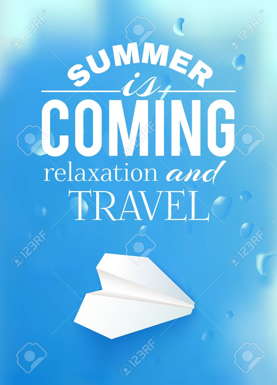 飛行機と本文文字夏空イラスト ベクトルの図 のイラスト素材 ベクタ Image