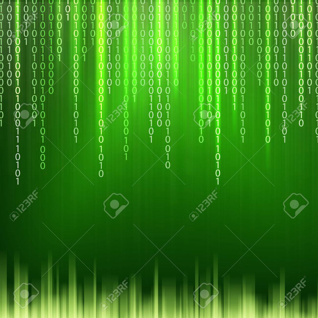 緑色の背景でマトリックス スタイルの抽象バイナリ コードです のイラスト素材 ベクタ Image