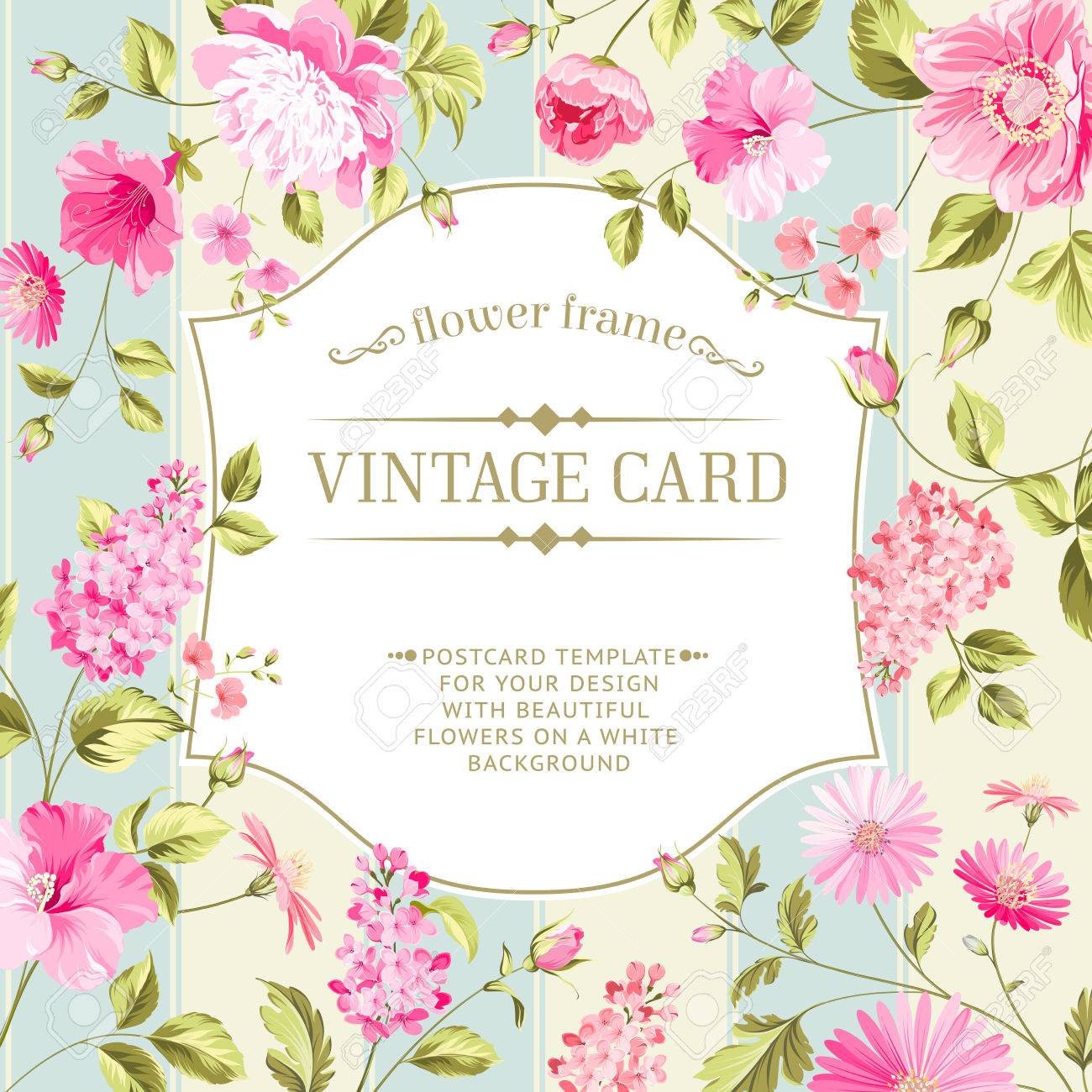 lable card with template text and flower pattern on background