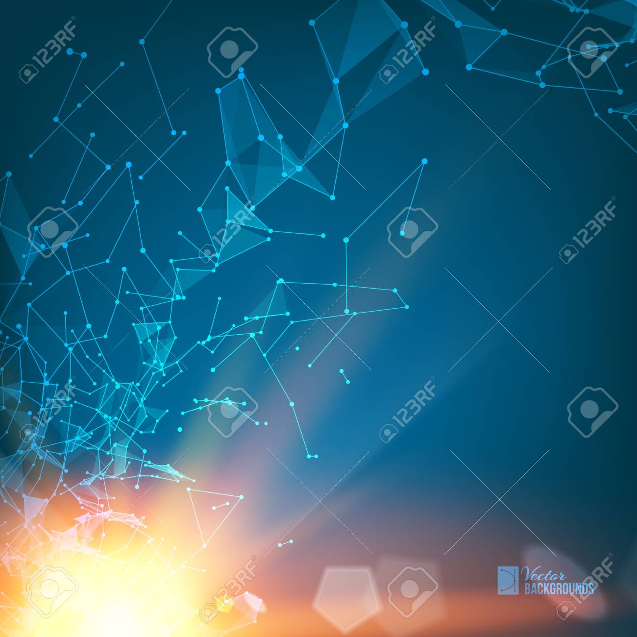 抽象的な分子の科学イラスト 科学のための抽象化です ワイヤ メッシュの多角形要素 未来の抽象的な背景 ベクトルの図 のイラスト素材 ベクタ Image