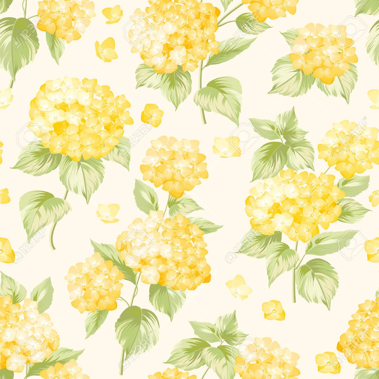 Flower Pattern Of Yellow Hydrangea Flowers. Seamless Texture, Yellow  Flowers. Vector Illustration. Royalty Free SVG, Cliparts, Vectors, And  Stock Illustration. Image 47947019.