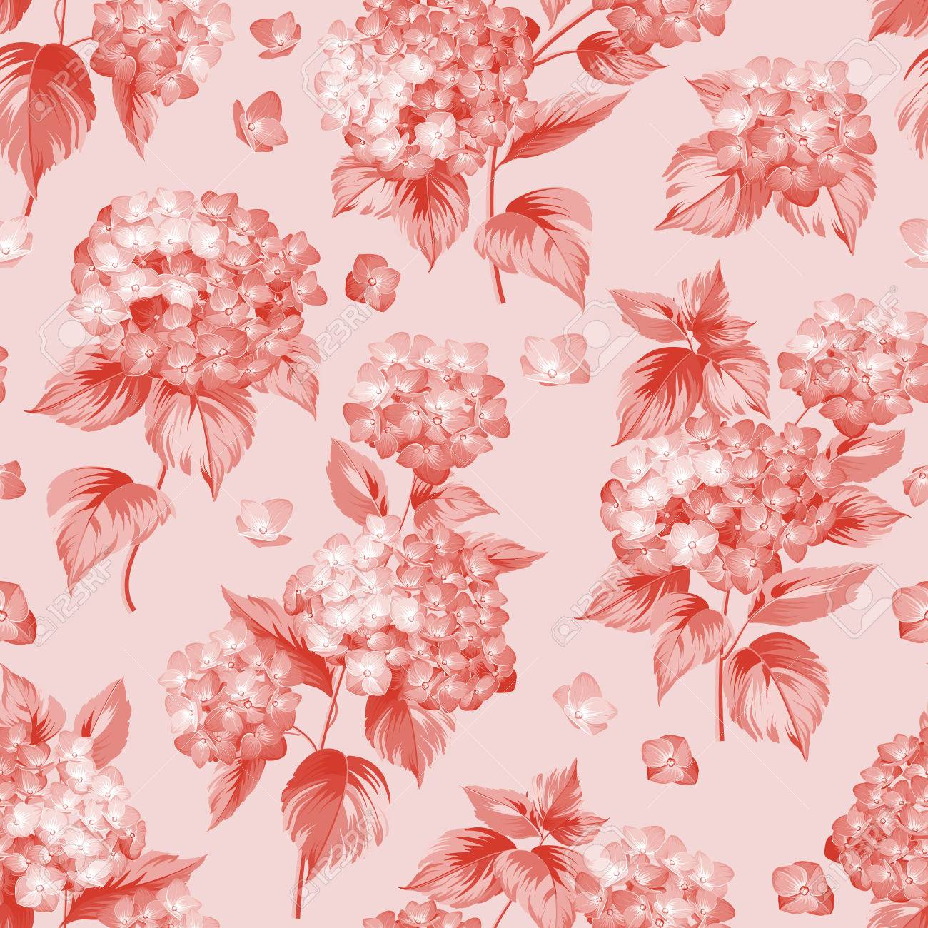 flower pattern of red hydrangea flowers seamless texture red hydrangea paper flower template