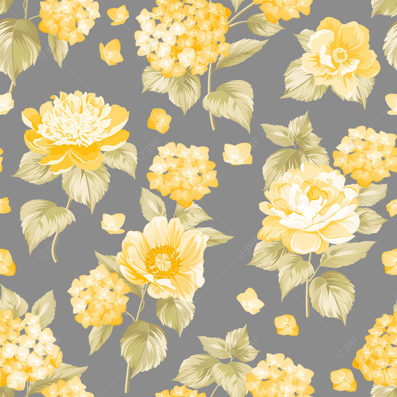 Seamless Yellow Flower Pattern For Fabric Design. Royalty Free SVG,  Cliparts, Vectors, And Stock Illustration. Image 49343062.