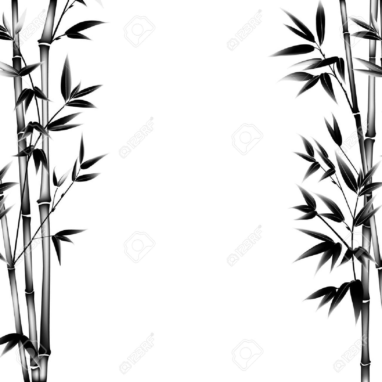 ink paint bamboo bush decorative bamboo branches card with