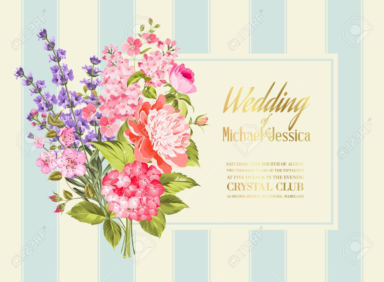 Awesome Vintage Label Of Color Flowers Wedding Card And Engagement Royalty Free Cliparts Vectors And Stock Illustration Image 74640552
