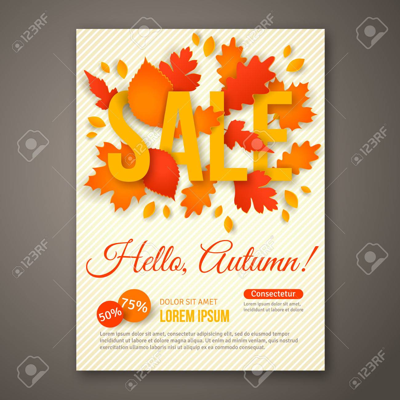 autumn sale flyer design with colorful leaves royalty free cliparts