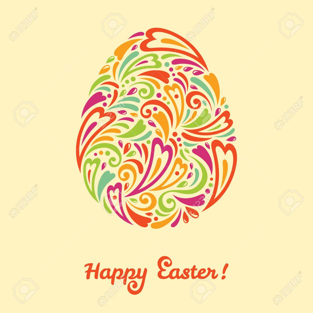 easter egg in doodle minimalism stylet easter template design