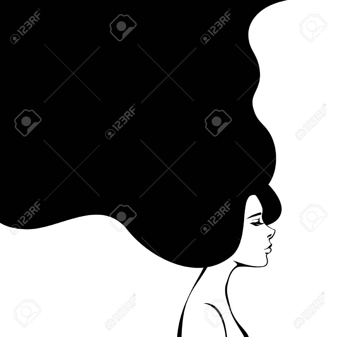 抽象的なファッション長い髪を持つ女性 ベクトル イラスト 美容院のチラシやバナーのスタイリッシュなデザイン 女の子シルエット化粧品 美容 健康 スパ ファッションのテーマ のイラスト素材 ベクタ Image