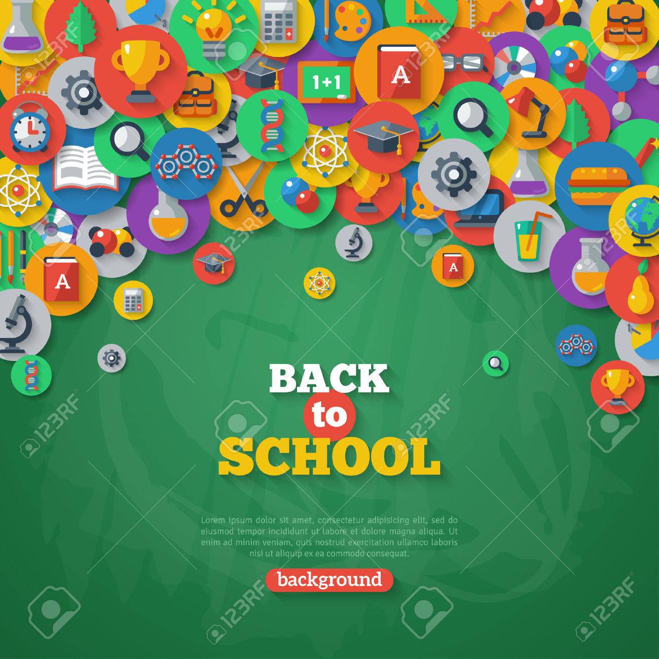back to school background vector illustration flat school icons