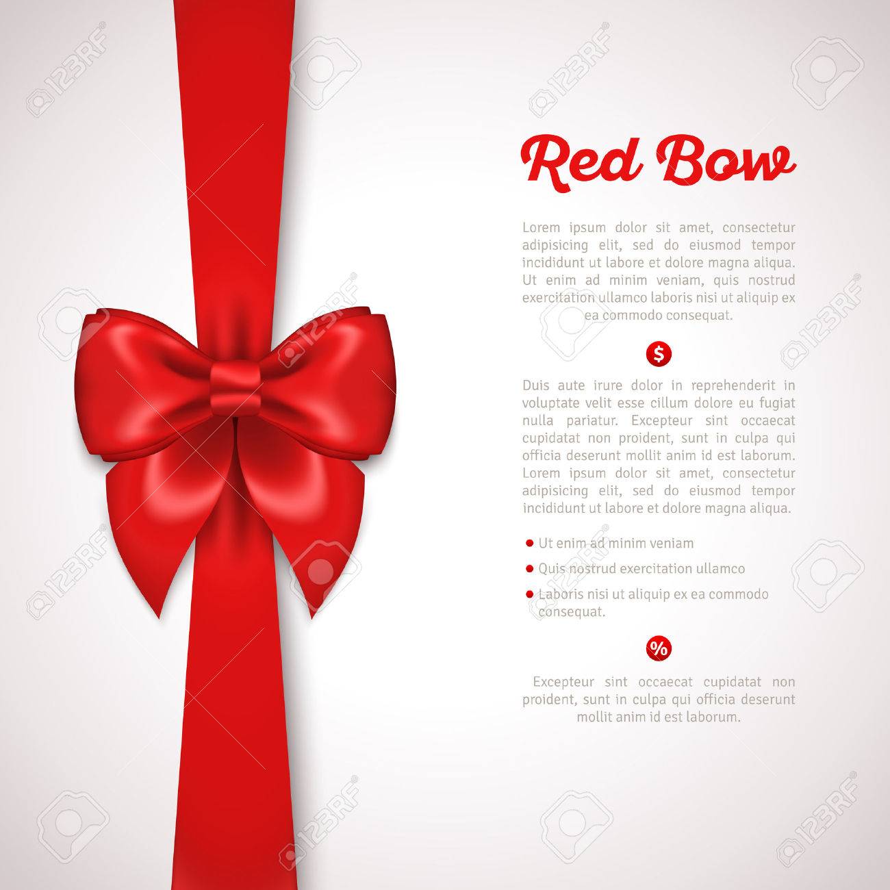 red ribbon with satin bow isolated on white vector illustration