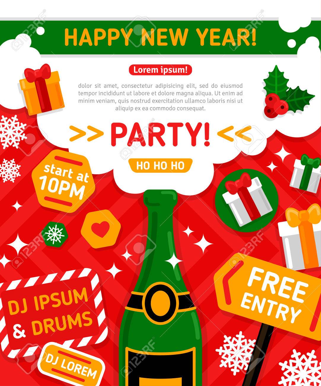merry christmas and happy new year party invitation card vector