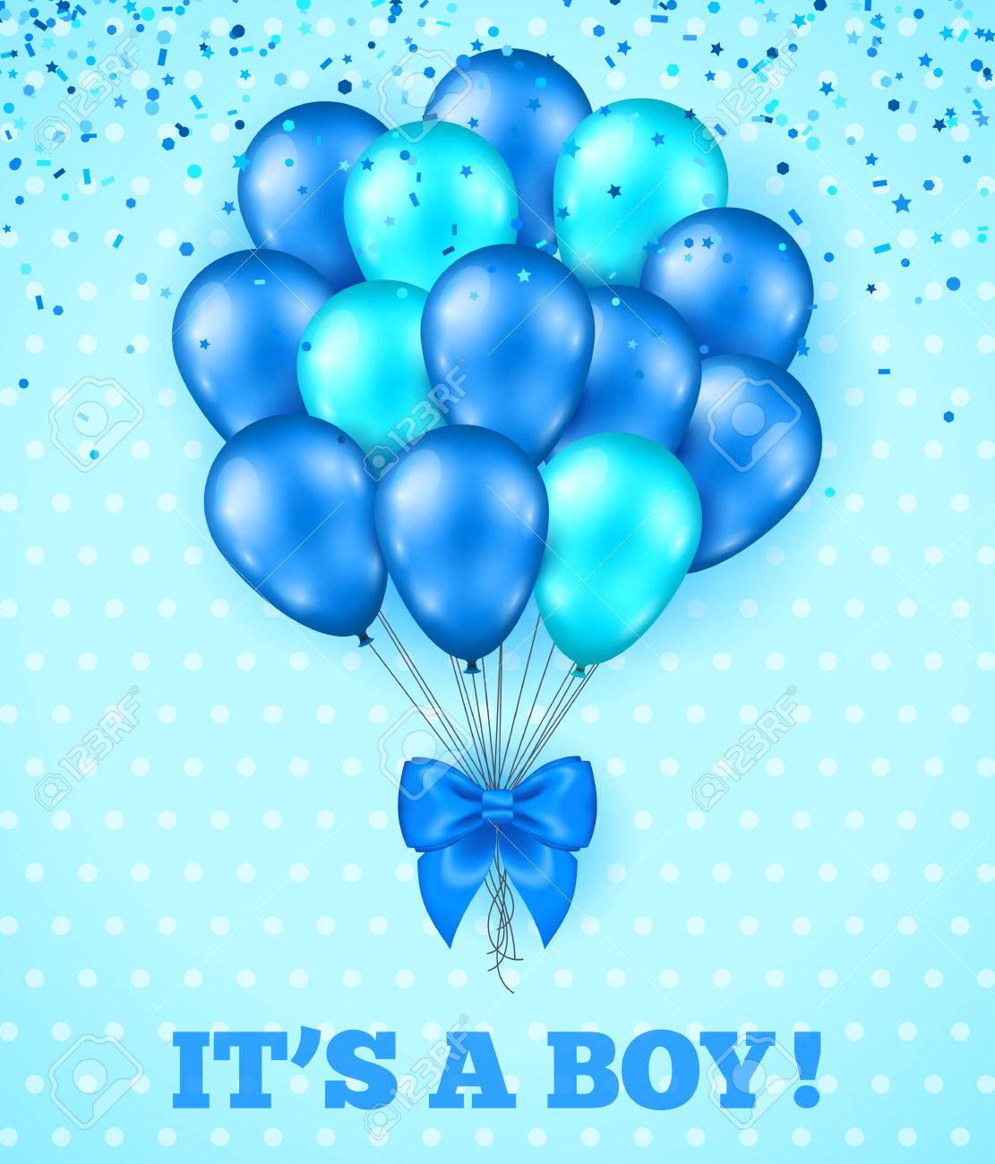 Es Ist Ein Junge Baby Shower Hintergrund Vektor Illustration Blau Nette Grusskarte Mit Bundel Von Luftballons Schleifenband Tupfen Kulisse Konfetti Salute Party Einladung Lizenzfrei Nutzbare Vektorgrafiken Clip Arts Illustrationen Image 56482315