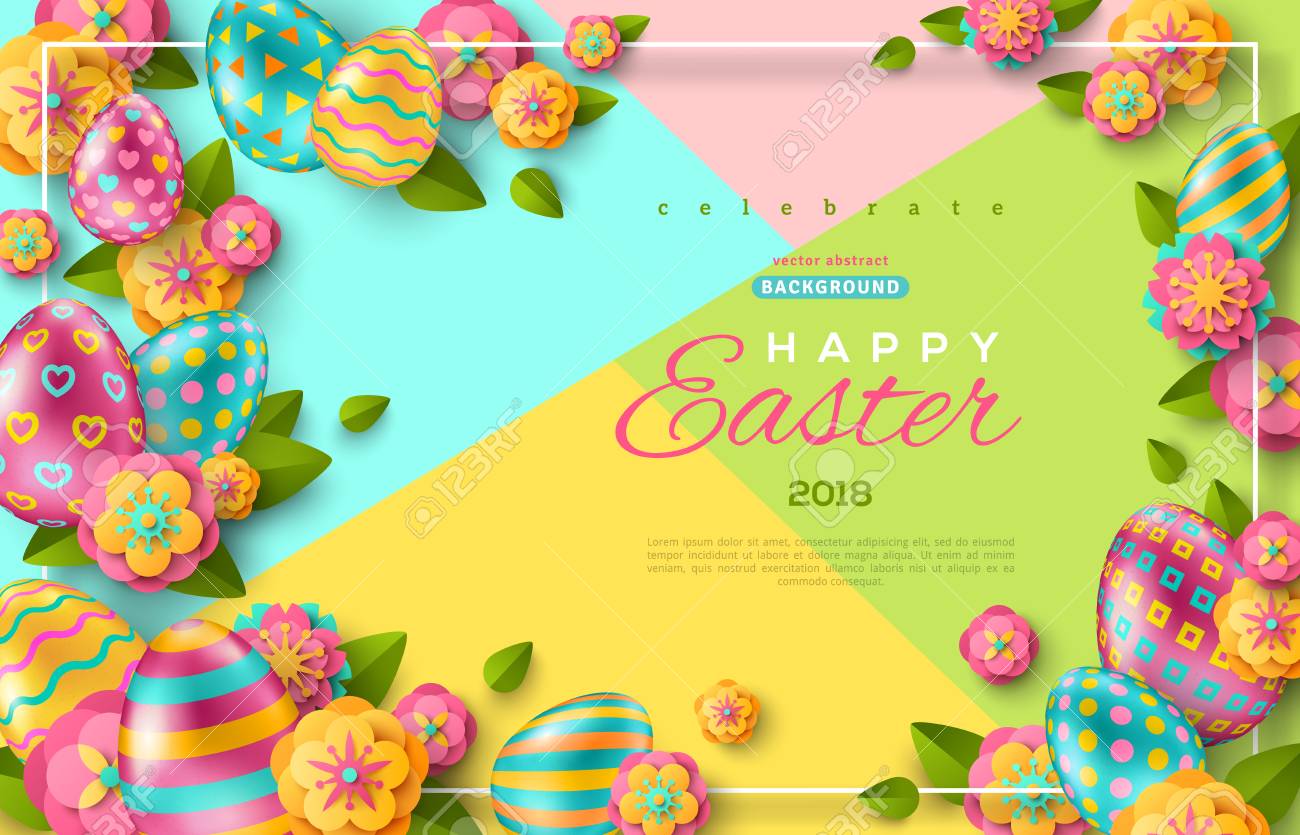 easter flyer template with paper cut flowers leaves and color easter flyer