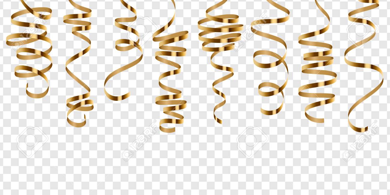 Shiny golden serpentine isolated on transparent background. Vector illustration. Gold ribbons set for holiday design - 111967581 Shiny golden serpentine isolated on transparent background. Vector illustration. Gold ribbons set for holiday design - 111967581