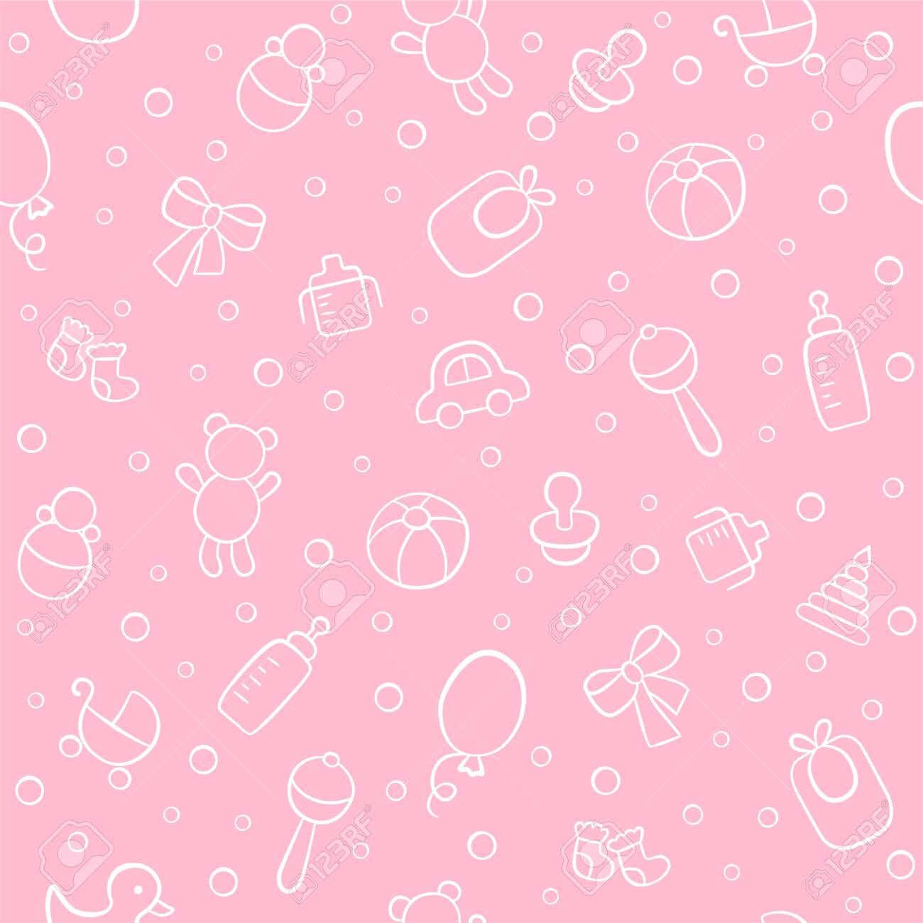 Seamless pattern for cute little girls and boys. Doodle children