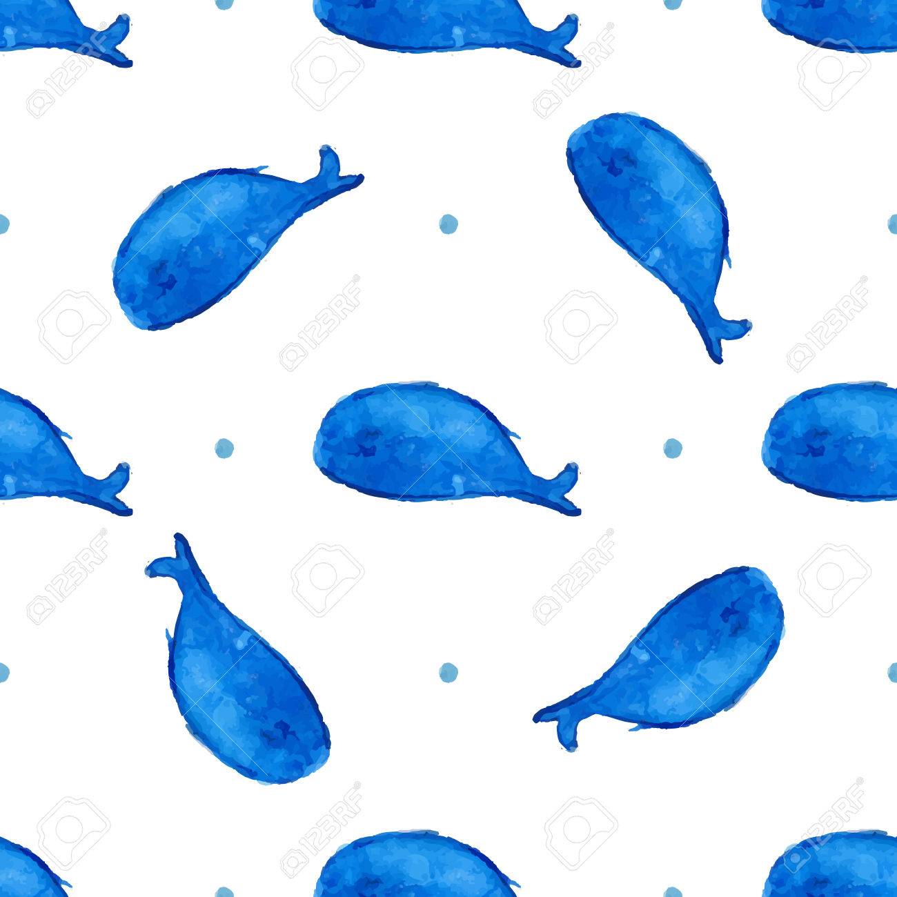 クジラのシームレスなパターン ベクトル水彩航海の背景 のイラスト素材 ベクタ Image 35