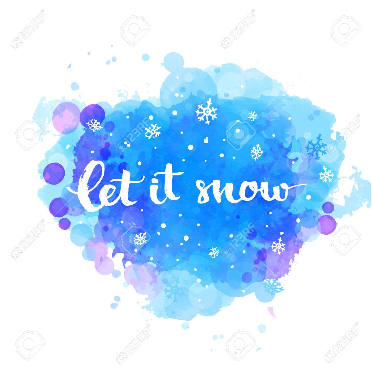 let it snow winter card with white snow and hand lettering let it snow photo card