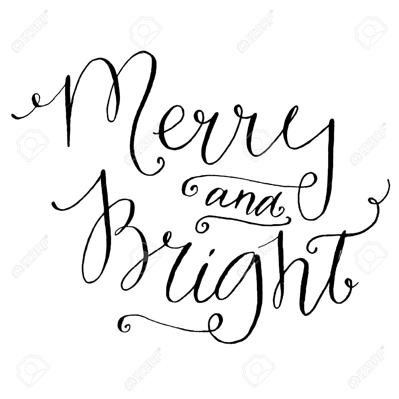 merry and bright whimsical calligraphy for christmas cards and black and white christmas cards
