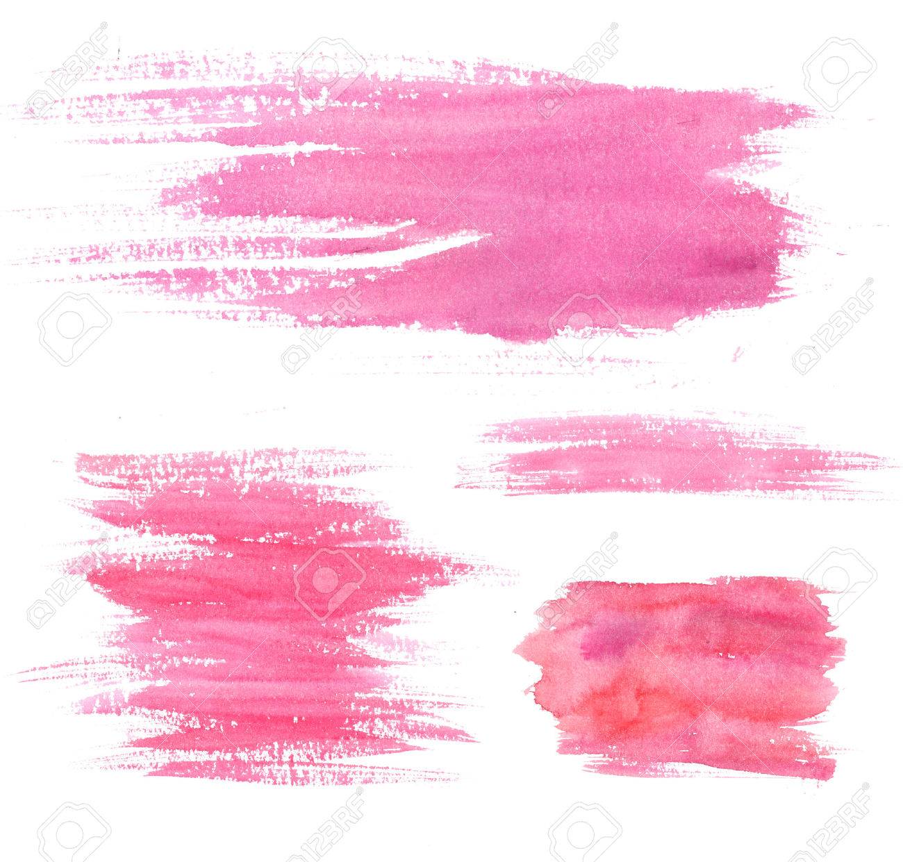 Watercolor paint stains. Pink strokes and blots. Set of artistic textures. - 60316501 Watercolor paint stains. Pink strokes and blots. Set of artistic textures. - 60316501
