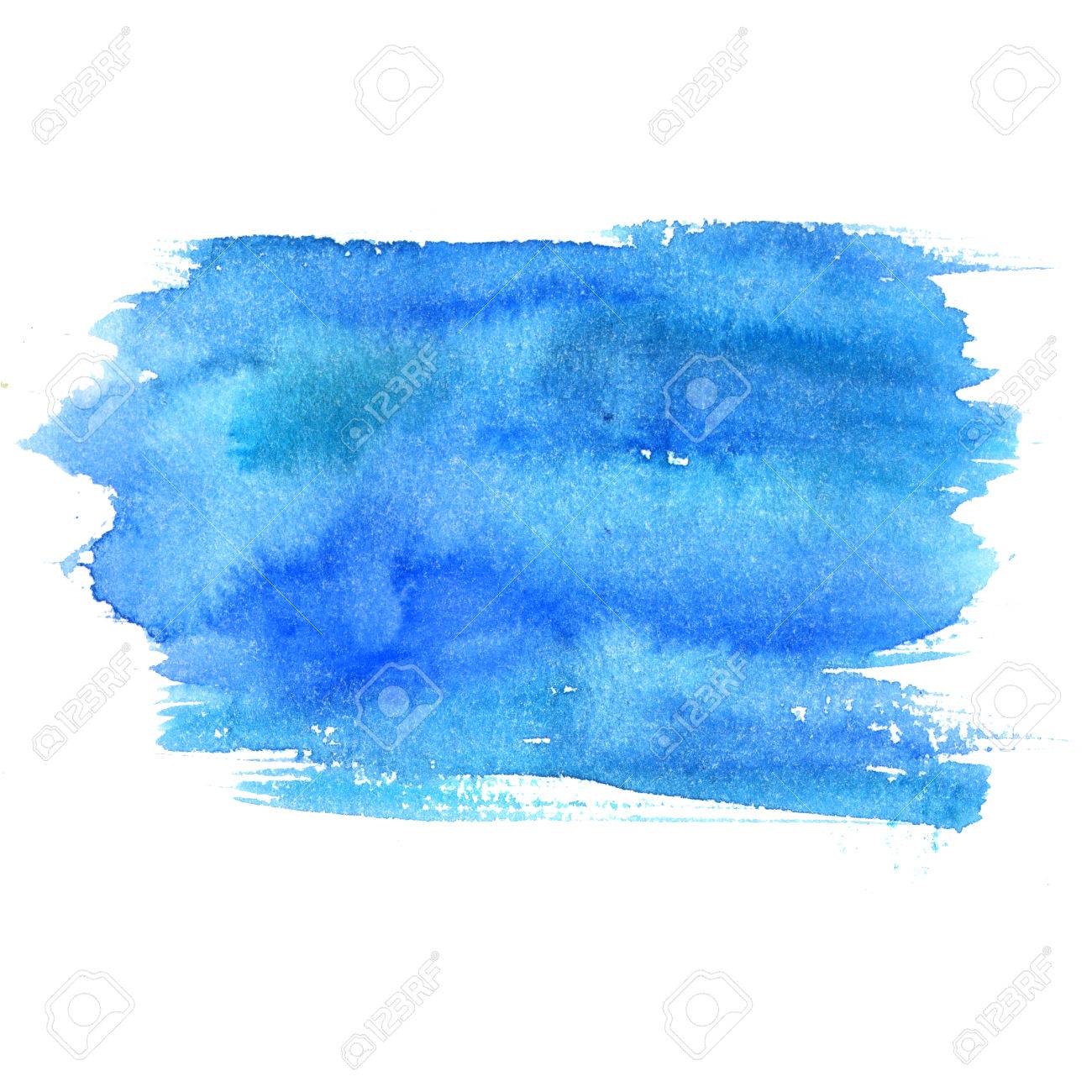 Blue watercolor stain isolated on white background. Artistic paint texture. - 60316502 Blue watercolor stain isolated on white background. Artistic paint texture. - 60316502